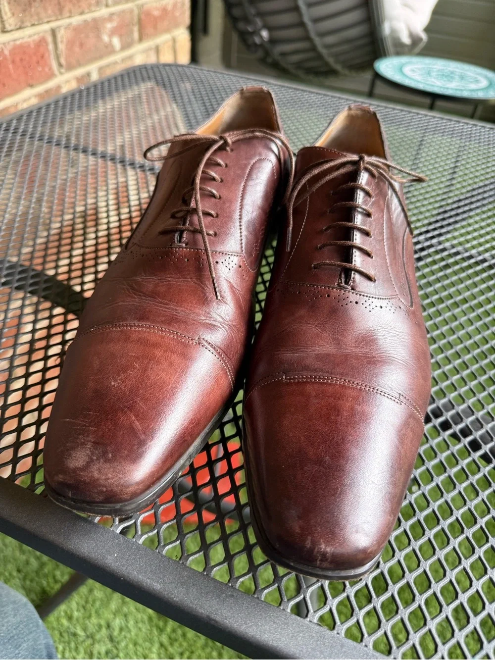 Santoni Brown Leather Cap Toe Oxford Dress Shoes Men’s 13D